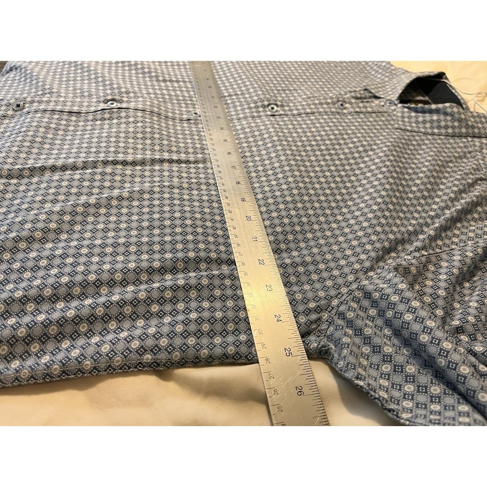 English Laundry Men's XL Stretch Shirt Blue Geometric Print Button Down - Picture 7 of 10